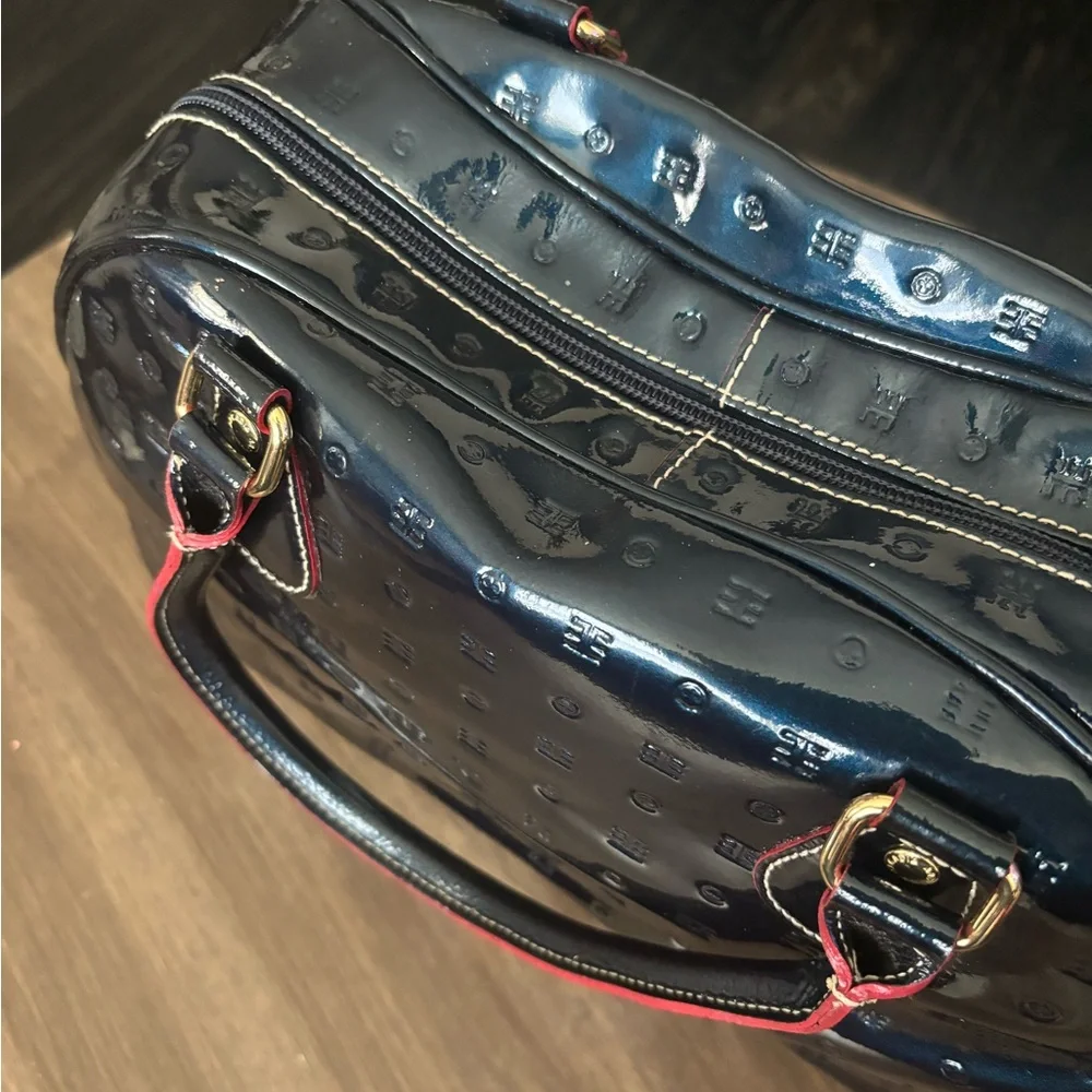 Arcadia Dark Blue Patent Leather Tote Bag - Picture 7 of 11